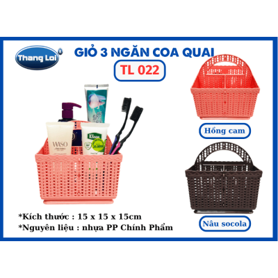 GIỎ 3 NGĂN - CÓ QUAI TL 022