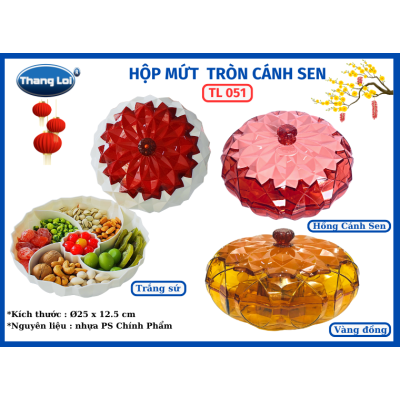 HỘP MỨT TRÒN CÁNH SEN - TL 051