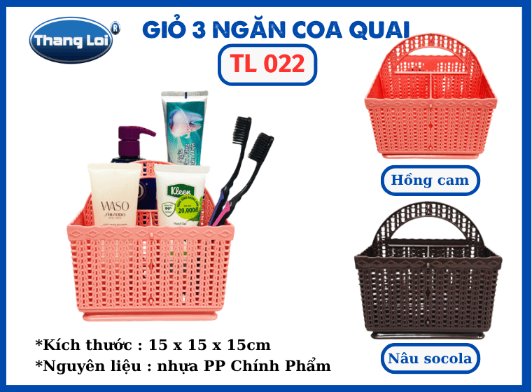 GIỎ 3 NGĂN - CÓ QUAI TL 022