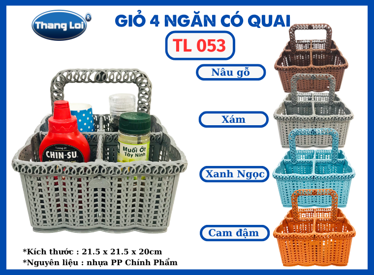 GIỎ 4 NGĂN-CÓ QUAI TL 053