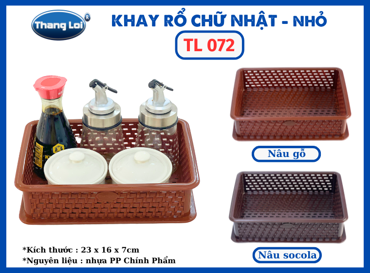 KHAY RỔ CHỮ NHẬT - NHỎ  TL O72